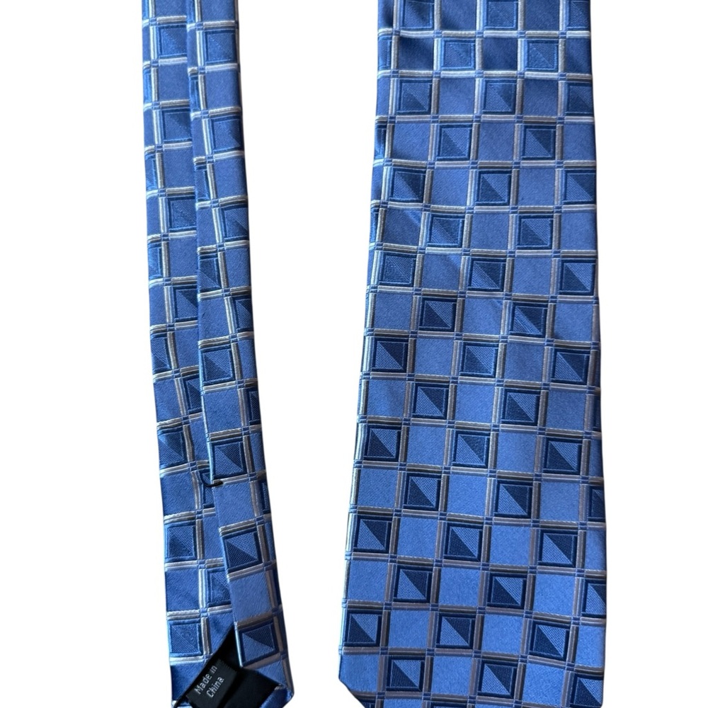 Michael Kors Blue and Silver Geometric Tie